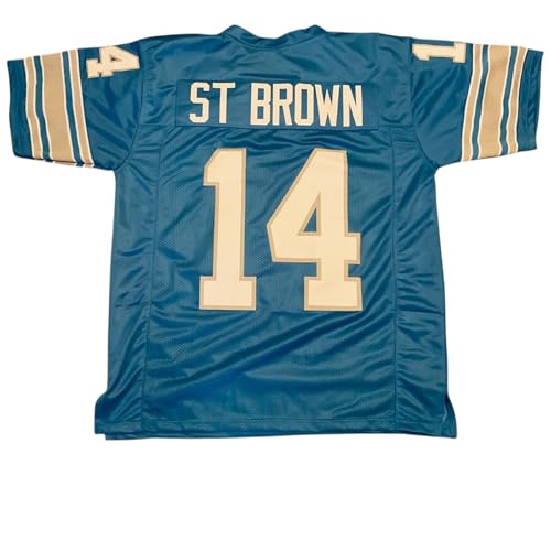 Amon-Ra St. Brown Blue Jersey Stitched Custom Football New No Brand/Logos Adult Sizes (US, Alpha, Medium, Regular, Regular, Blue)