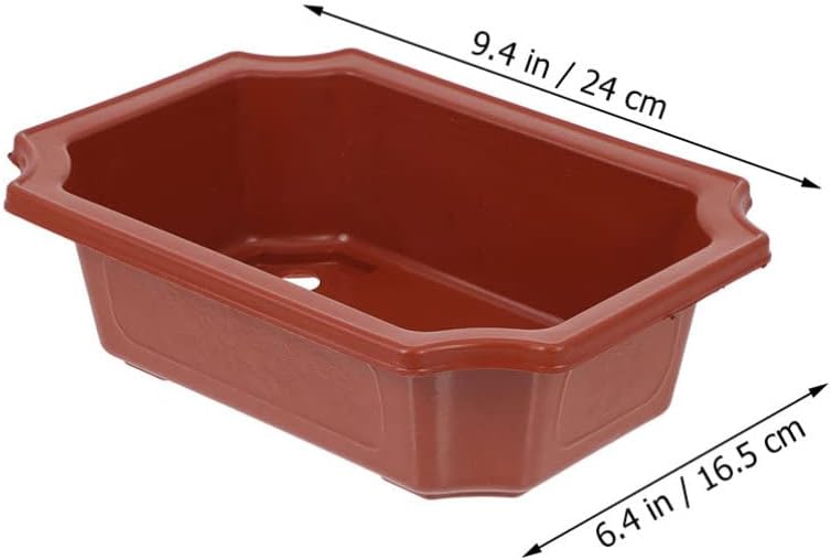 DOITOOL 10pcs Rectangular Bonsai Pots Plastic Flowerpot Plant Pot with Drainage Hole Bonsai Tree Succulent Windowsill Planter for Office Gardening, 9.44X6.49X3.14In