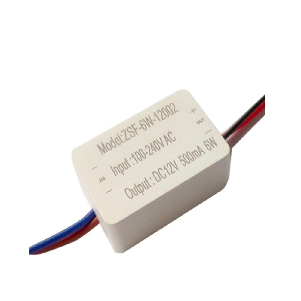 Jnchdghwa Power Supply Module 6W 500mA AC100-240V to DC12V LED Driver for Cabinet Lamp Constant Current Constant Voltage Low Voltage