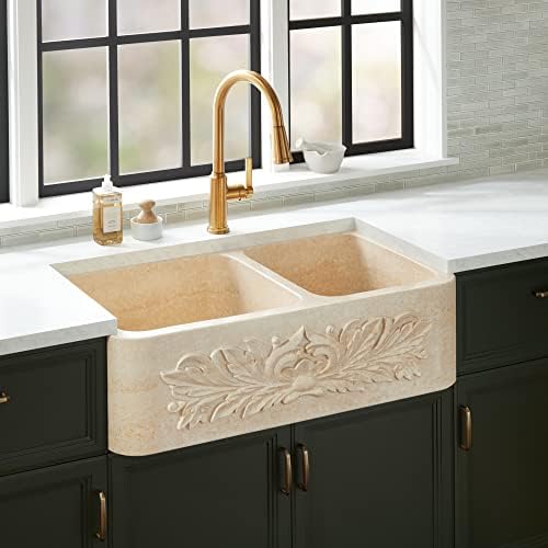 Signature Hardware 484605 Finbrook 36" Rectangular Marble Farmhouse Bathroom Sink