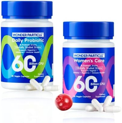 Wonder Particle Probiotics for Women with Prebiotics and Cranberry & Daily Probiotic with Prebiotic Supplement Combo