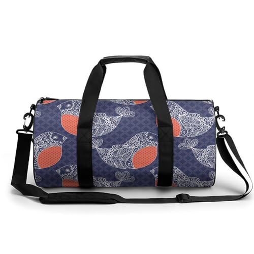 Sac de sport oiseaux violets 45x23x23cm pour gym et voyage duffel bag compact