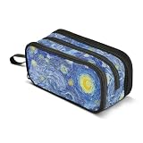 Sletend Pencil Case Big Capacity Starry Night Art Handheld 3 Compartments Pencil Pouch Portable Large Storage Canvas Pencil Bag for Boys Girls Adults Students