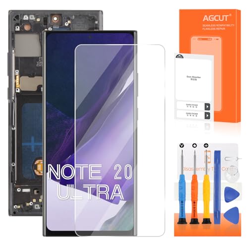 OLED for Samsung Galaxy Note 20 Ultra Screen Replacement for Samsung Note 20 Ultra LCD Display N985 SM-N986U LCD Digitizer Touch Assembly Black with Frame(Support Fingerprint)