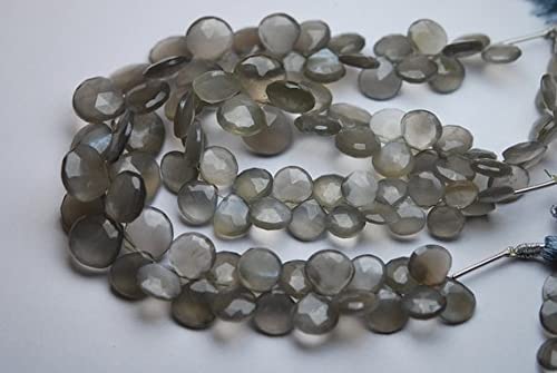 Pierre de lune grise naturelle en perles cœurs solides pour éviter la casse lors du montage