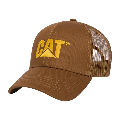 CAT Mens Raised Logo Hat Embroidered Front Mesh Snapback (US Alpha One Size Bronze)