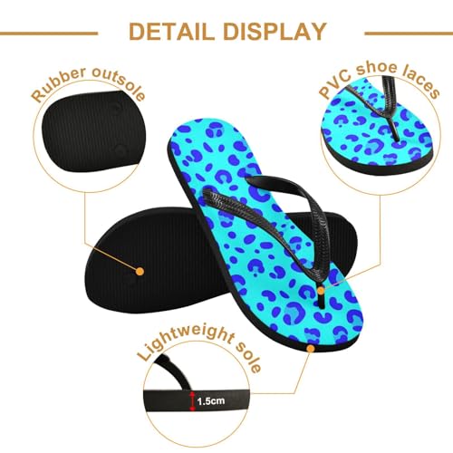 Women Beach Summer Casual Flip Flop Leopard BlueQuick Dry Sandals Slipper for Men A23012332