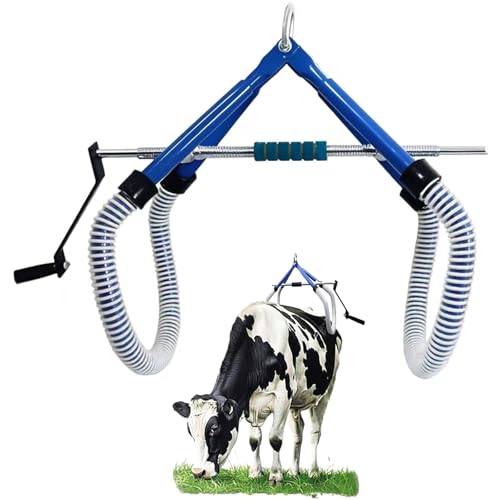 4410LB Skin-Safe Cow Hip Lift - Non-Slip Rubber Clamp for Postpartum Paralysis & Calving Assistance, Heavy-Duty Galvanized Steel Cattle Stand Assist (0-35.4
