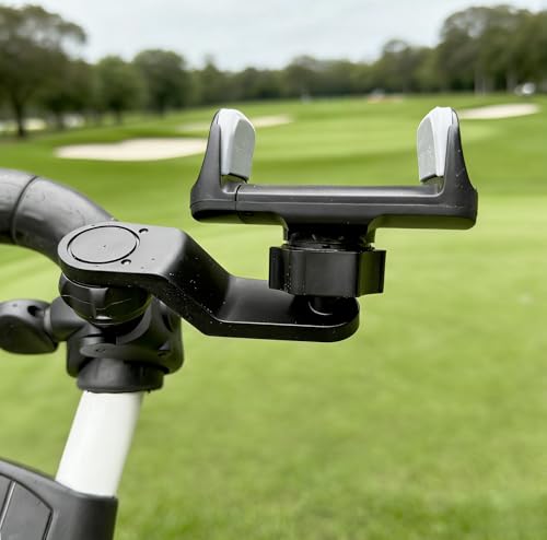 RHINORO Golf Trolley Phone Mount Dual-Angle Adjustable Extension Bracket Universal Mobile Phone Holder for Golf Push Trolley Bicycle Motorcycle New Version