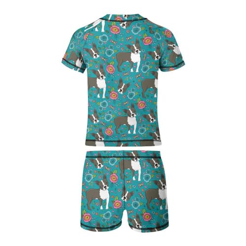 Boston Terrier French BulldogChildren's Swimsuits Boys Two Piece Suit9-11Y（140cm）3