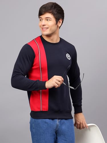 Image of Ben Martin Men's Round Neck Regular Fit Full Sleeve Side Penal Contrast Cotton Polyester Sweatshirt