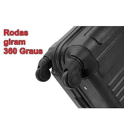 Mala de Bordo Viagem em ABS Com 4 Rodas 360 Graus Padrão Anac Preta