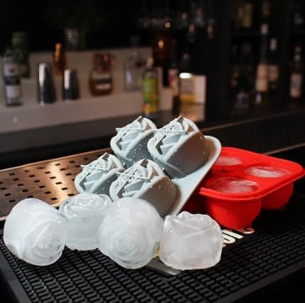 Forma De Gelo em Silicone Grande Molde Cubos Formato De Rosa Reutilizável 4 espaços Bandeja de cubos