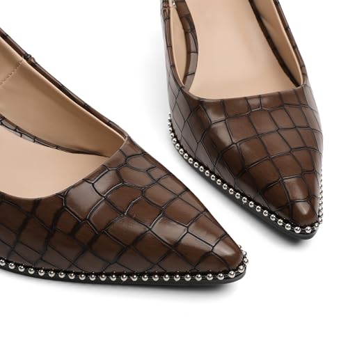 Image of YODEKS Slingback Heels for Women Pointy Toe Beaded Heels Close Toe Kitten Heel Pumps 2.5 Inch Stiletto Pumps Wedding Party Dressy Shoes