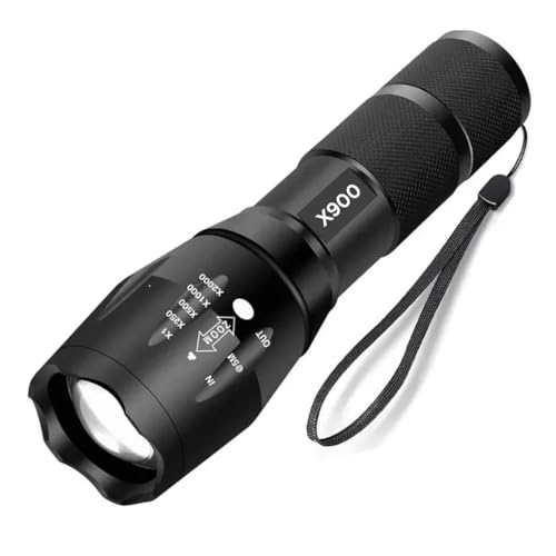 Lanterna Tática X900 com LED Ultra Brilhante, Recarregável, Alta Potência, 5 Modos de Iluminação, Re