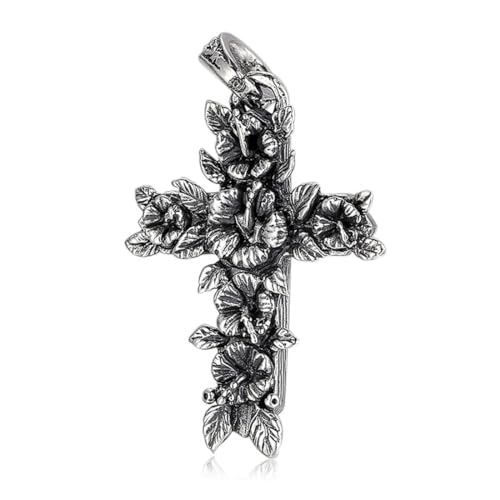 Colgante cruz floral de Jesús plata 925 ideal para el estilo diario