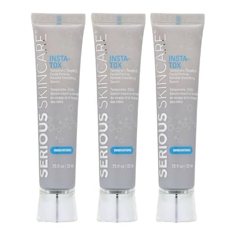 Serious Skincare INSTA-TOX Instant Wrinkle Smoothing Skin Serum TRIO - Temporarily Tightens Face - Instantly Reduce Appearance of Lines, Wrinkles & Large Pores - For Women & Men - .75 Fl. Oz. (3Pack) Cover