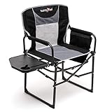 SUNNYFEEL Camping Director Chair, Heavy Duty, Portable Folding Chair with Side Table, Pocket, Handle for Beach/Fishing/Outdoor/Travel/Picnic/Concert, Foldable Table Camp Chairs with Carry Bag (Black)