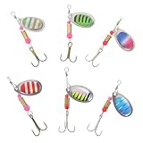 Milisten 6pcs Metal Fishing Lures with Triple Hooks, Lifelike Saltwater Simulation Baits, Wear-Resistant Hard Metal Spinner Baits for Sea Fishing and Bass Anglers