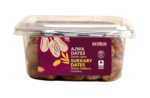 Anaya Premium Ajwa & Sukkary Dates Dual Pack 500g – Fresh, 100% Natural, No Added Sugar, Gluten‑Free, Additive‑Free, Non‑GMO, Vegan & Halal Healthy Snack – Premium Dates from the Madinah, Saudi Arabia — view 2