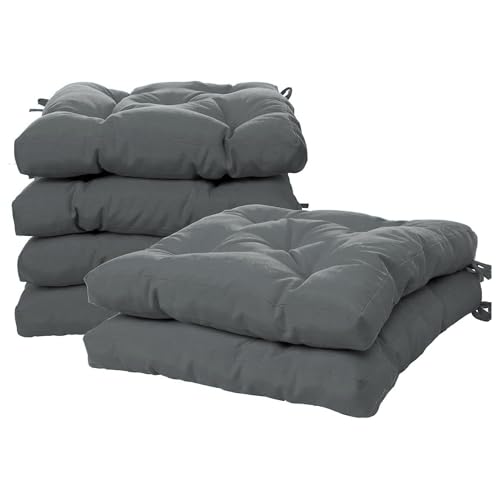 Viste tu hogar Pack 6 Cojines para Silla, 45x45x5 CM, Efecto Tridimensional, Relleno de 100% Poliéster, Ideal para Comedor, Terraza, Sala y Restaurante, Color Gris Oscuro, Fabricado en España