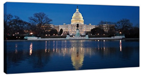 The White House Washington At Night + panel individual extra grande, tamaño 52 cm x 116 cm