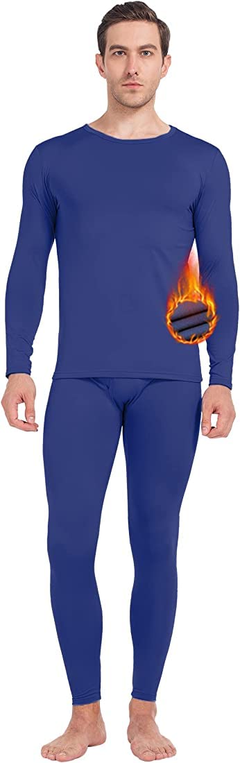 adesh anusaar Bunex Men's Fleece Winter Body Warmer Thermal Top Pajama and Bottom Suit Combo Set Unisex Warm Wear (L - 90, Blue)-picture-10