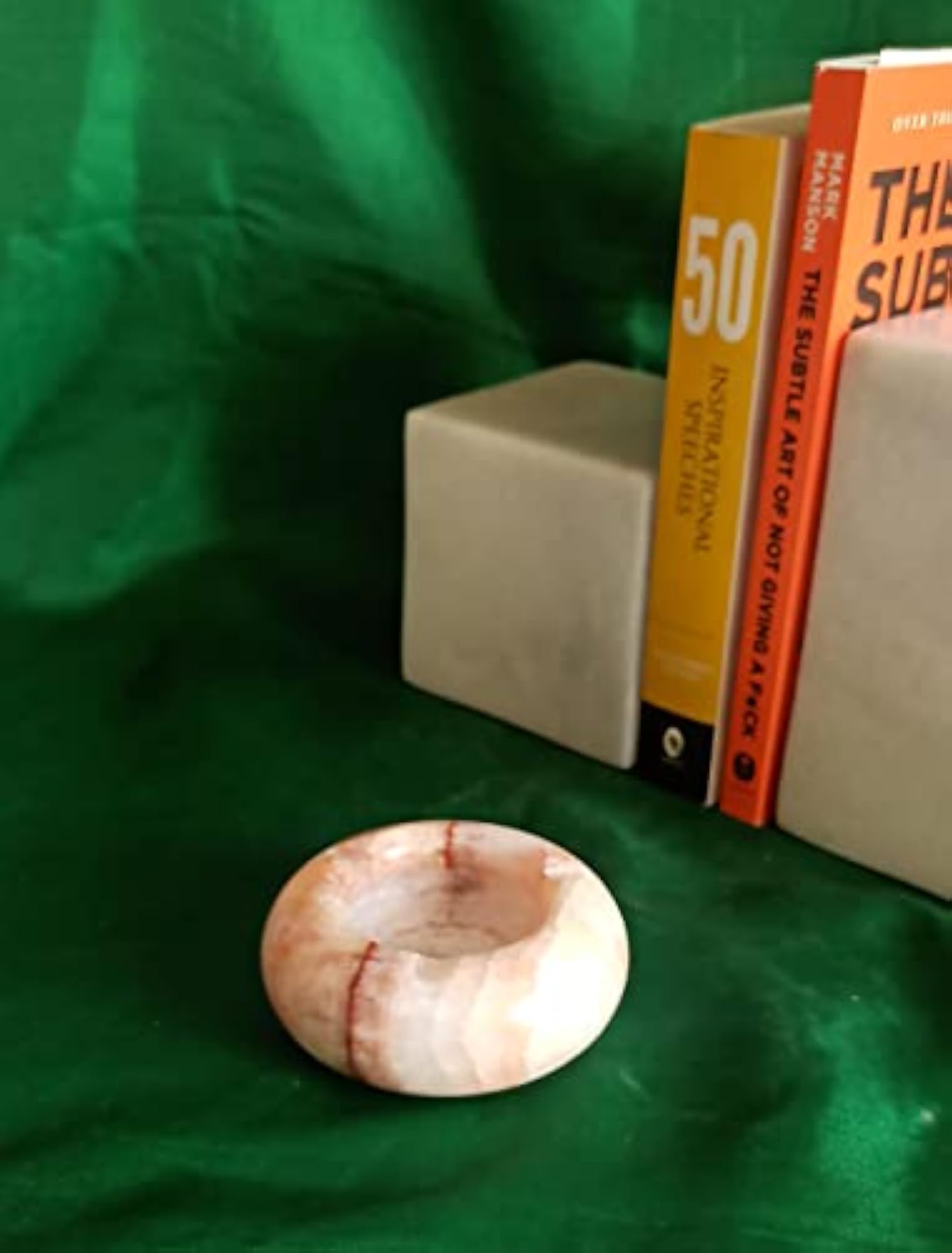 Rameshwaram Marble Onyx Stone Ash Tray Gift for Him, Natural Stone Decor