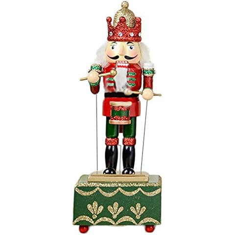 ZaH 12 Inch Christmas Ornament Nutcracker Wooden Music Box Christmas Decorations Gifts Nutcracker Puppets, Drum Cover