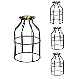 Simple Deluxe Metal Bulb Guard Lamp Cage, Adjustable Industrial Clamp for 1.41'-1.7' Lamp Base, Pendant, Farmhouse Light Fixture, Vintage Lamp Shades, 4 Pack Black