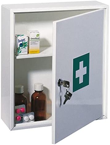 First Aid Wall Mount Cabinet Locker Box Lockable Case Wall Mounted Box For Medicine And First Aid Container Storage Emergency Locker Medical Cabinet (Small)