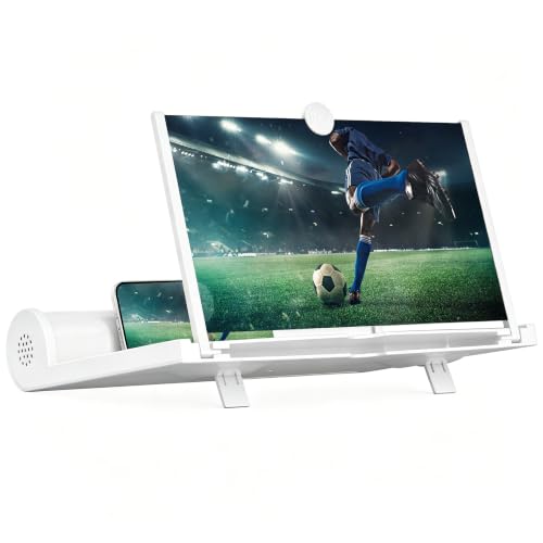 10" Phone Screen Magnifier for All Smartphones 3D HD Portable Screen Amplifier & Projector Enlarger, Foldable Cell Phone Stand, Gifts for Mom Dad for Watching Video & Gaming(White)