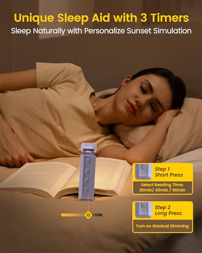 Glocusent Luz extensível para leitura na cama, 5 cores de brilho aprimorado e 3 cores com auxílio pa