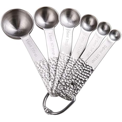 Smithcraft Measuring Spoon, Stainless Steel Measuring Spoons Set, Measurer Spoons Heavy Duty Solid Measurement Spoons(Siliver-6spoons+1ring) Cover