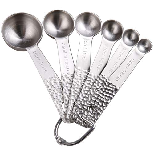 Smithcraft Measuring Spoon, Stainless Steel Measuring Spoons Set, Measurer Spoons Heavy Duty Solid Measurement Spoons(Siliver-6Spoons+1Ring) #TOP6