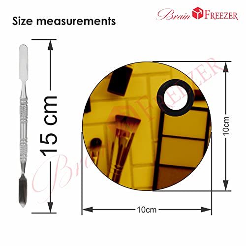Image of Brain Freezer Shiny Makeup Palette With Stainless Steel Round Shape Spatula, 100 g (Circle Golden)