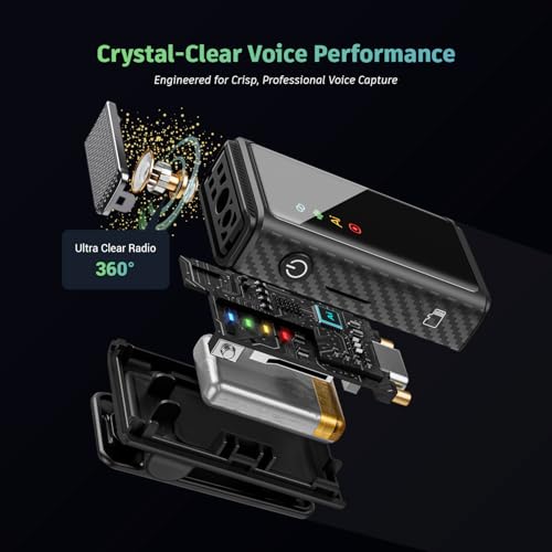Image of String Swing Wireless Microphone with Noise Cancellation, Collar Mic for YouTube Video Recording and Vlogging, Wireless Mic Compatible with DSLR, iOS and Android