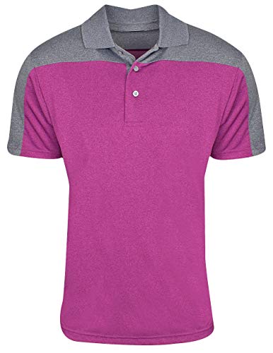 Pga Tour Mens Big & Tall Magenta Purple & Gray Heather Polo Golf Shirt 3X #TOP17