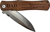 Dad - to the world you're one person but to us you are the world Stainless Steel Folding Pocket Knife with Clip, Wood