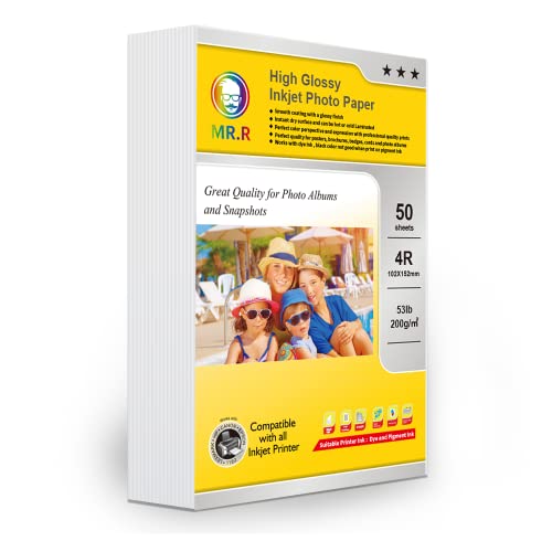 Papier Photo Brillant MR.R 300gsm A4 – 50 Feuilles, Séchage Instantané, Imperméable, Pour Imprimante Jet D’encre, Encre Colorante, Qualité Professionnelle