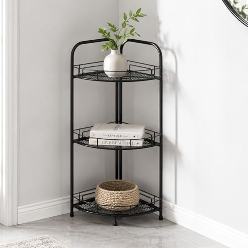 Image of Lifelong 3-Tier Corner Shelf Rack for Kitchen, Bathroom & Living Room | Multipurpose Storage Organizer Stand for Jars,Bottles & Plants|Durable Metal Frame,Space-Saving Corner Design, Anti-Rust Finish