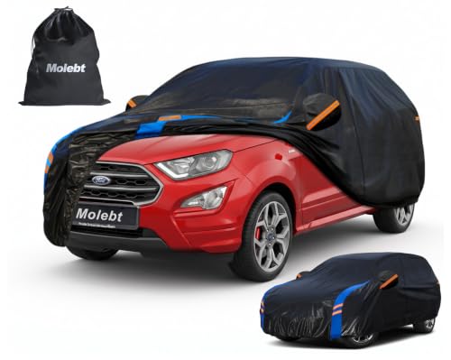 Image of Custom Fit Car Cover for Ford EcoSport, Upgraded Waterproof All Weather Outdoor Auto Cover with Driver Door Zipper & Mirror Pockets, UV /Snow /Dust Protection