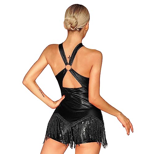 Leotard danse ballet et latin avec franges pour femme