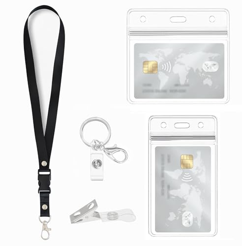 Portatarjetas con cordón, llaveros, clips transparentes para