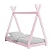 Produktbild [en.casa] Kinderbett im Tipi-Design aus Kiefernholz Jugendbett Holzbett Hausbett 80x160 cm Rosa