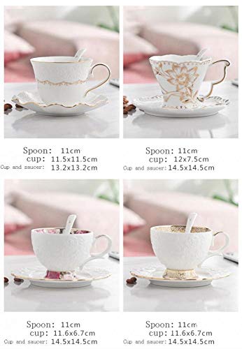 Tmore Porcelain Tea Cup And Saucer Modern Ceramic Coffee Mug Set Luxury British Tea Cup Coffee Cup With Gold Trim- Gift Box, Coffee Cup + Saucer + Teaspoon, 200Ml (Coffee Cup-A) #TOP6