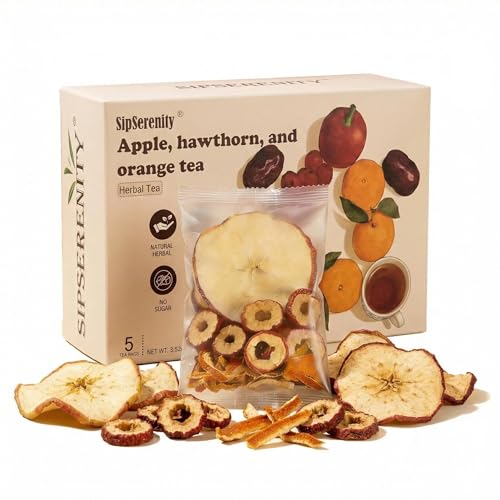 SipSerenity Apple Hawthorn Orange Tea, Caffeine Free Fruit Tea with Real Dried Apple, Hawthorn...