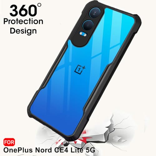 TheGiftKart Crystal Clear Back Cover Case for OnePlus Nord CE 4 Lite 5G | 360 Degree Protection | Protective Design | Transparent Back Cover Case for OnePlus Nord CE4 Lite 5G (PC & TPU, Black Bumper) 4 41RbRJPctpL