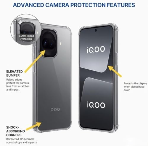 Image of Lustree iQOO 15R 5G Back Cover Transparent Case | Clear TPU Shockproof Case with Four Corner Protection & Raised Camera Guard | Slim Protective Cover for iQOO 15R 5G