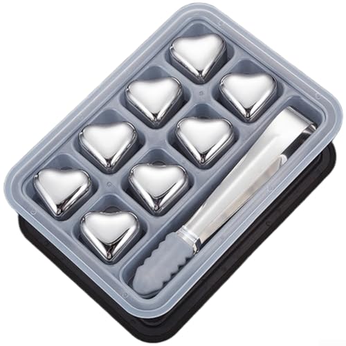 Glaçons inox cœur poli miroir en boîte de luxe avec pince - 2